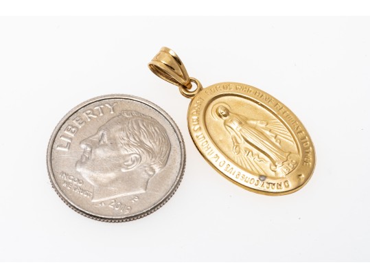 14k Yellow Gold Classic Oval Miraculous Medal