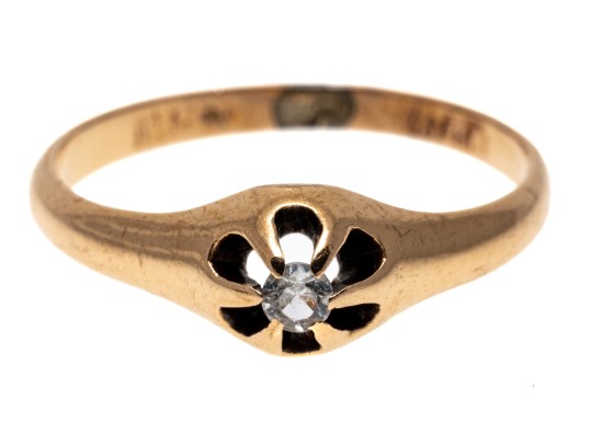 Vintage 14K And White Sapphire Ring, Size 6