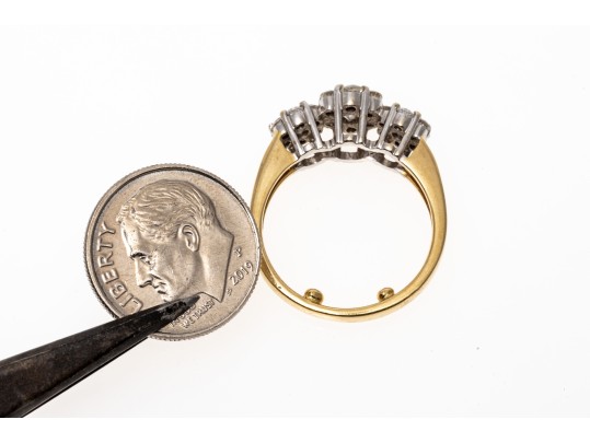 Charming 14K Triple Cluster Brilliant Diamond Ring, Size 5.5