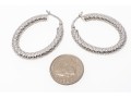 14K White Gold Dimpled Hoop Earrings