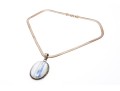 Pale Blue To White Banded Agate Sterling Pendant Necklace