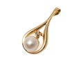 14K Pearl And Accent Diamond Teardrop Pendant