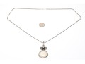 Charming Sterling And Pale Agate Pendant Necklace