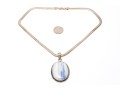 Pale Blue To White Banded Agate Sterling Pendant Necklace