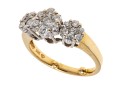 Charming 14K Triple Cluster Brilliant Diamond Ring, Size 5.5