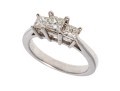 14K White Gold And Graduated Princess Cut Diamond Ring, Size 5.25