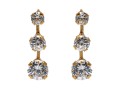 14k Yellow Gold Delicate Graduated Cz Stacked Drop Earrings