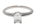 Contemporary 14K White Gold Emerald Cut Diamond Ring, Size 5.75