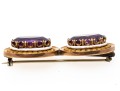 14k Yellow Gold Topped Pretty Antique Double Amethyst And Enamel Brooch