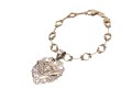 Sterling Silver Interesting Bar And Circle Bracelet With A Heart And Cherub Charm