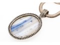 Pale Blue To White Banded Agate Sterling Pendant Necklace