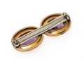 14k Yellow Gold Topped Pretty Antique Double Amethyst And Enamel Brooch