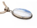 Pale Blue To White Banded Agate Sterling Pendant Necklace
