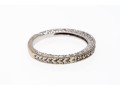 Engraved 18K White Gold And Diamond Set Band Ring, Size 6.75