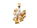18k Yellow Gold Lovely Cultured Pearl And Ribbon Motif Pendant