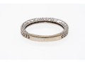 Engraved 18K White Gold And Diamond Set Band Ring, Size 6.75