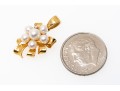 18k Yellow Gold Lovely Cultured Pearl And Ribbon Motif Pendant