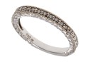Engraved 18K White Gold And Diamond Set Band Ring, Size 6.75