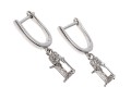 14K White Gold And Accent Diamond Semi Mount Pendant Earrings