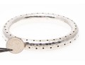 Sterling Silver Impactful Hammered And Perforated Patterned Slip On Bangle Bracelet