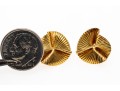 Opposing Pair Of 18K Ribbed Fan Style Earrings