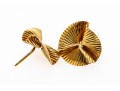 Opposing Pair Of 18K Ribbed Fan Style Earrings