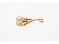 14K Pearl And Accent Diamond Teardrop Pendant