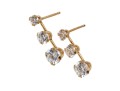 14k Yellow Gold Delicate Graduated Cz Stacked Drop Earrings