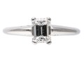 Contemporary 14K White Gold Emerald Cut Diamond Ring, Size 5.75
