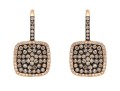 14k Rose Gold Beautiful White And Brown Pave Set Diamond Earrings, Approximately 1.32 TCW