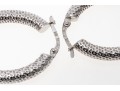 14K White Gold Dimpled Hoop Earrings