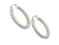 14K White Gold Dimpled Hoop Earrings