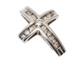 10k White Gold Contemporary Channel Set Diamond And Moissanite Cross