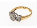 Charming 14K Triple Cluster Brilliant Diamond Ring, Size 5.5