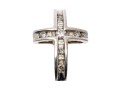 10k White Gold Contemporary Channel Set Diamond And Moissanite Cross