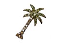Charming 14K White Gold Green And Brown Diamond Palm Tree Pendant