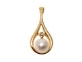 14K Pearl And Accent Diamond Teardrop Pendant