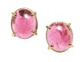 Simple Pink 14K Tourmaline Stud Earrings