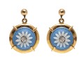 14K Floral Diamond Pendant Earrings