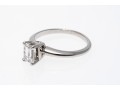 Contemporary 14K White Gold Emerald Cut Diamond Ring, Size 5.75