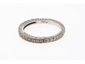 Engraved 18K White Gold And Diamond Set Band Ring, Size 6.75