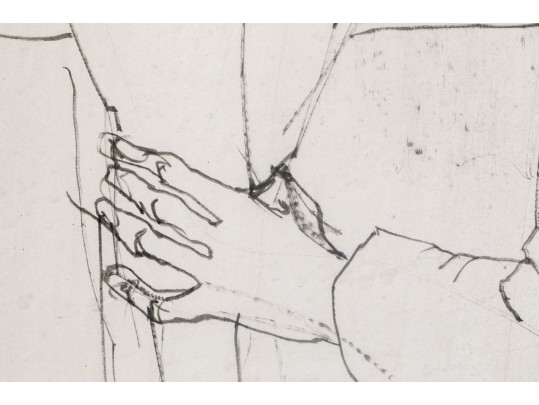 Jean Jansem (French, 1920-2013) Ink On Paper, Woman With Floral Bouquet