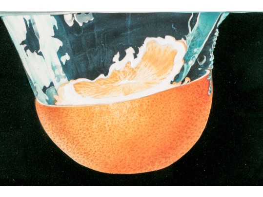 Gary Lancelle (1952-2016) Pastel Painting, Half An Orange Plunging Into Water