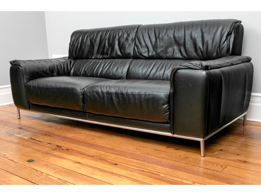 Chateau D'Ax Italian Leather Sofa On Chrome Legs