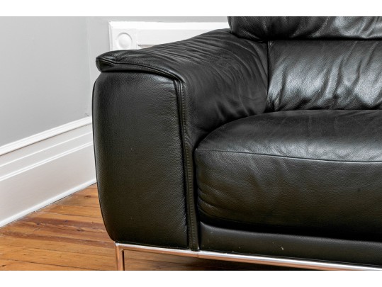 Chateau D'Ax Italian Leather Sofa On Chrome Legs