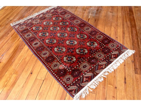 Vintage Hand Knotted Wool Bokara Carpet, 6'-4