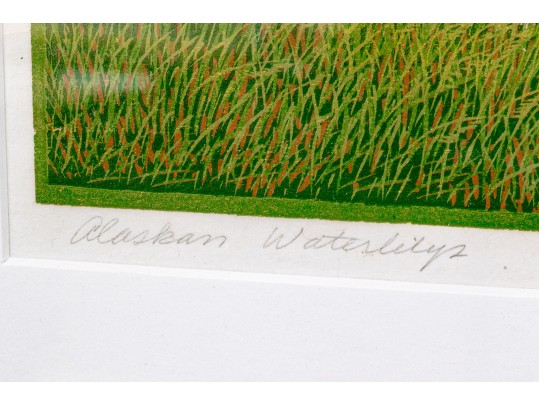 Andrea Rich (American, B. 1954) “Alaskan Waterlilys” Signed Woodcut