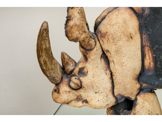 Todd Warner (1945-2022) Ceramic Rhinoscerous 