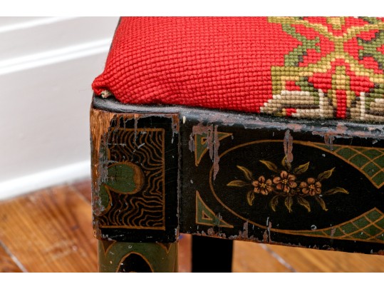 Antique Chinoiserie Carved And Lacquered Side Chair