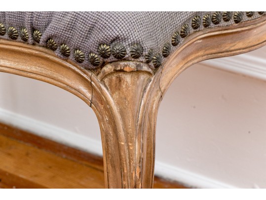 Needlepoint Upholstered Louis XV Style Stool